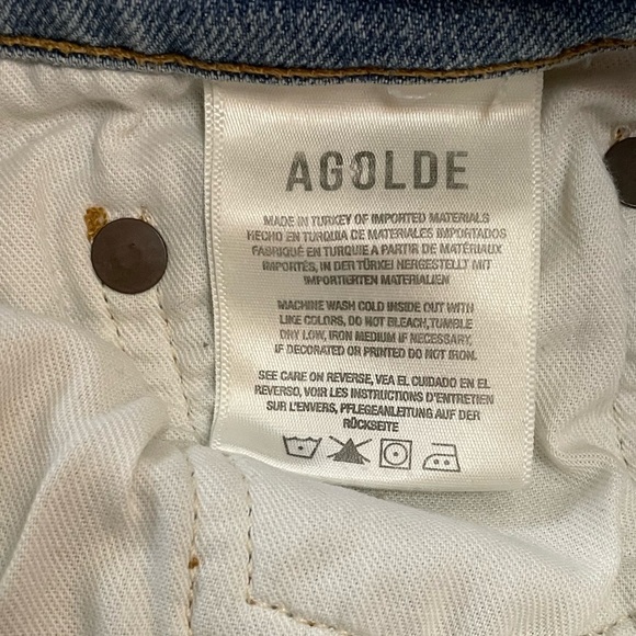 AGOLDE Riley High Rise Slim Straight Crop Light Blue Wash Denim Jean Size 28 - Picture 12 of 13